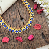 Vriksham Traditional Kerala Round Palakka Short Neckpiece-Blue-G17276